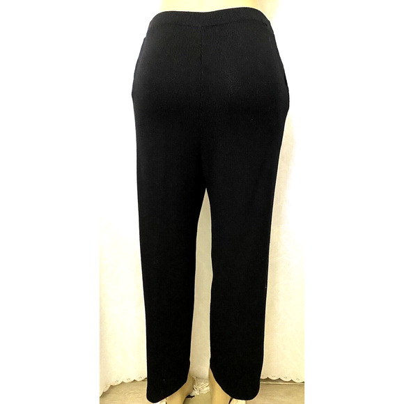 St John Basics Santana Knit Crop Pants Black Wool Blend Pockets Pleat Fr… - Picture 5 of 7
